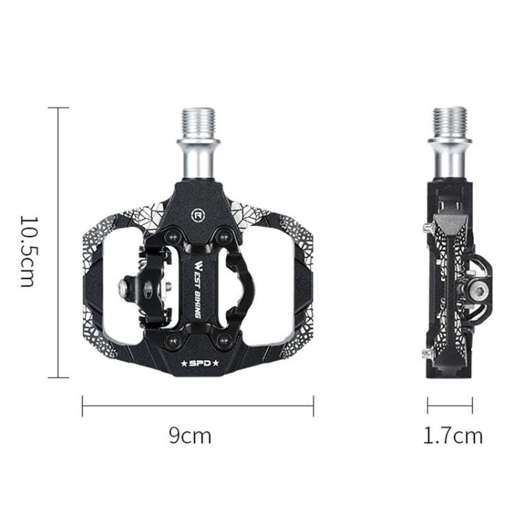 A Pair WEST BIKING YP0802086 Mountain Bike Aluminum Bearing Pedals(Blue)