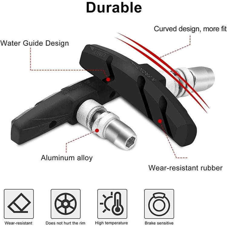 2 Pairs Silent V-brake Bicycle Brake Shoes, Color: Black