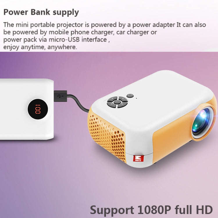 A10 480x360 Pixel Projector Support 1080P Projector ,Style: Basic Model Black(EU Plug)