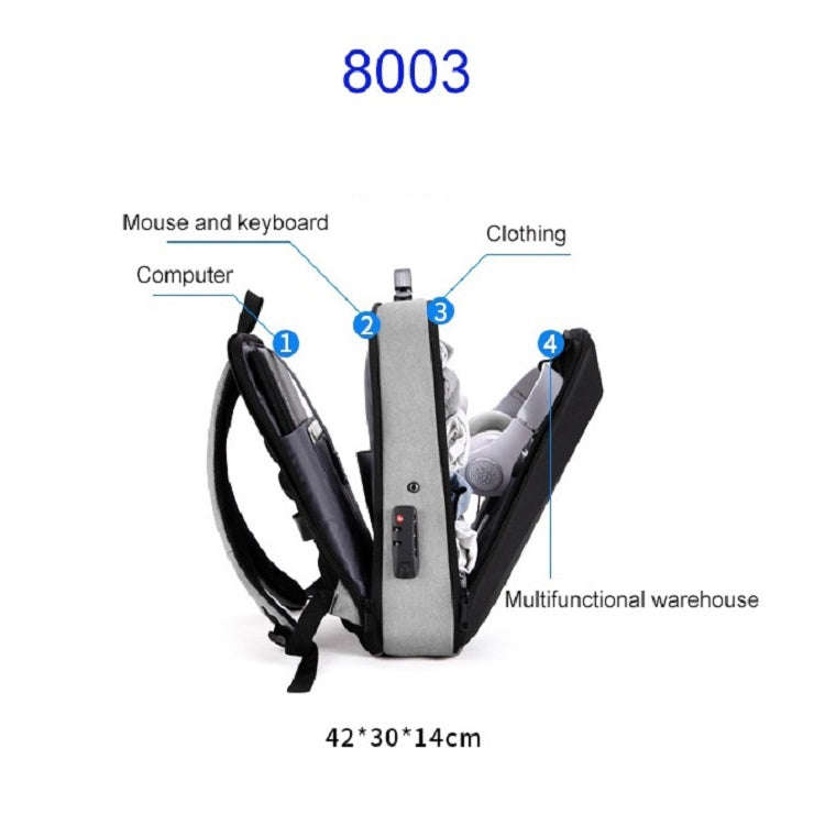 Hard Shell Backpack Alloy Frame Anti-Theft Computer Bag For Men, Color: 8003 Black