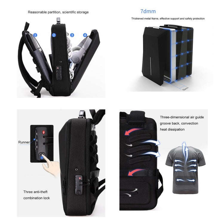 Hard Shell Backpack Alloy Frame Anti-Theft Computer Bag For Men, Color: 8003 Black