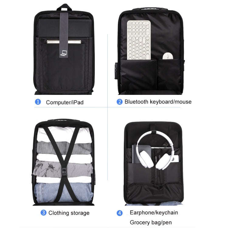 Hard Shell Backpack Alloy Frame Anti-Theft Computer Bag For Men, Color: 8003 Black