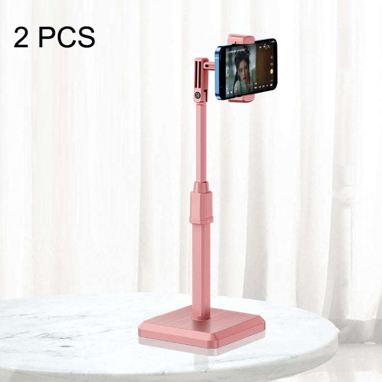 2 PCS Desktop Mobile Phone Live Broadcast Bracket Online Class Telescopic Floor Stand(Cherry Blos...
