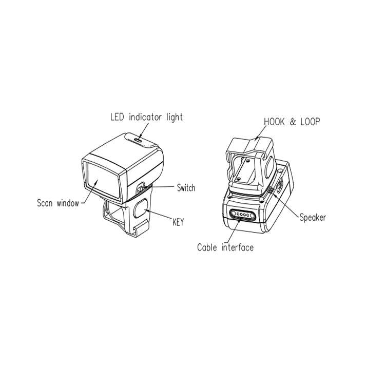 EVAWGIB DL-D604P QR Code Wireless Bluetooth Wearable Portable 360 Degree Ring Scanner