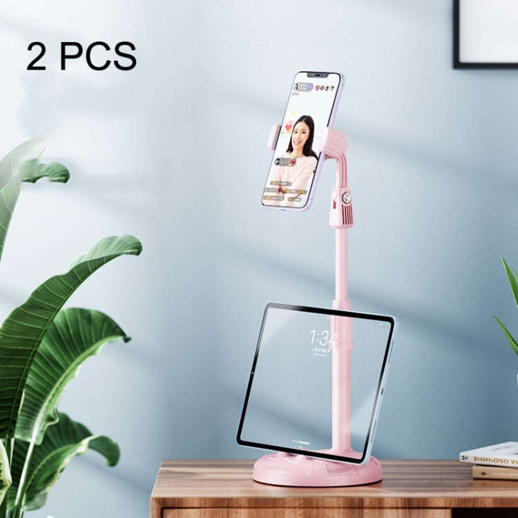 2 PCS Mobile Phone Live Bracket Computer Desktop Online Class Telescopic Overhead Frame(Cherry Bl...