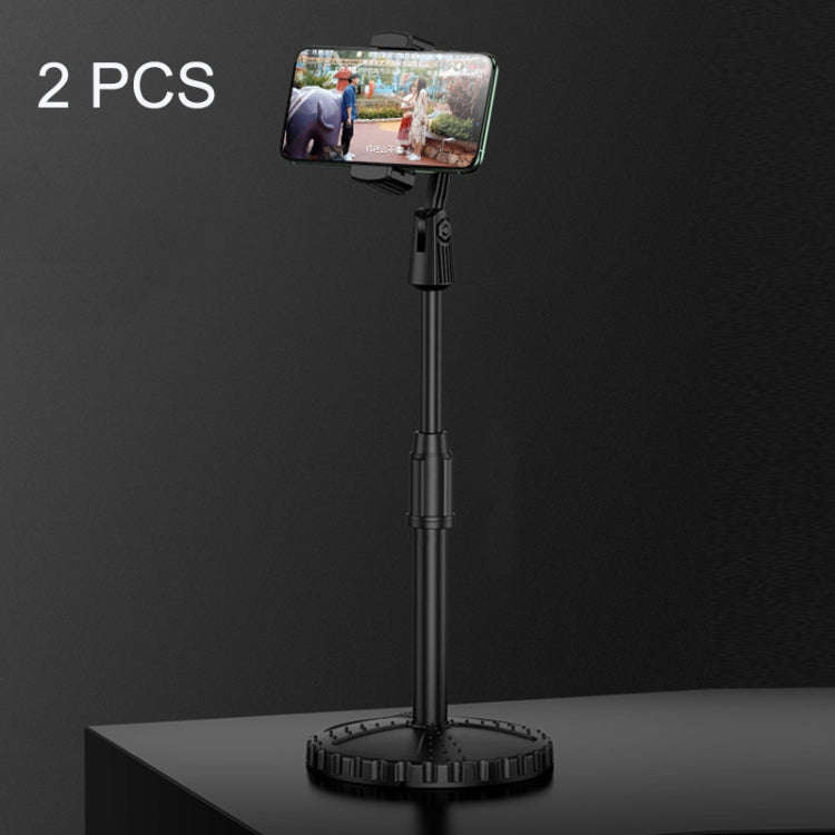2 PCS Multifunctional Live Telescopic Mobile Phone Desktop Bracket(Classic Black)