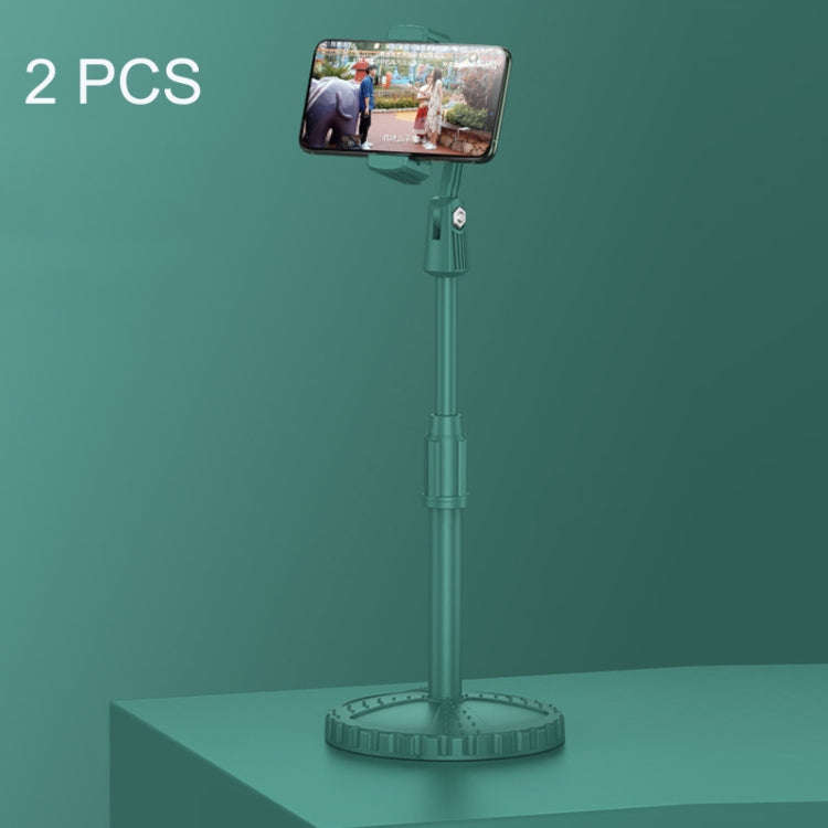 2 PCS Multifunctional Live Telescopic Mobile Phone Desktop Bracket(Dark Night Green)