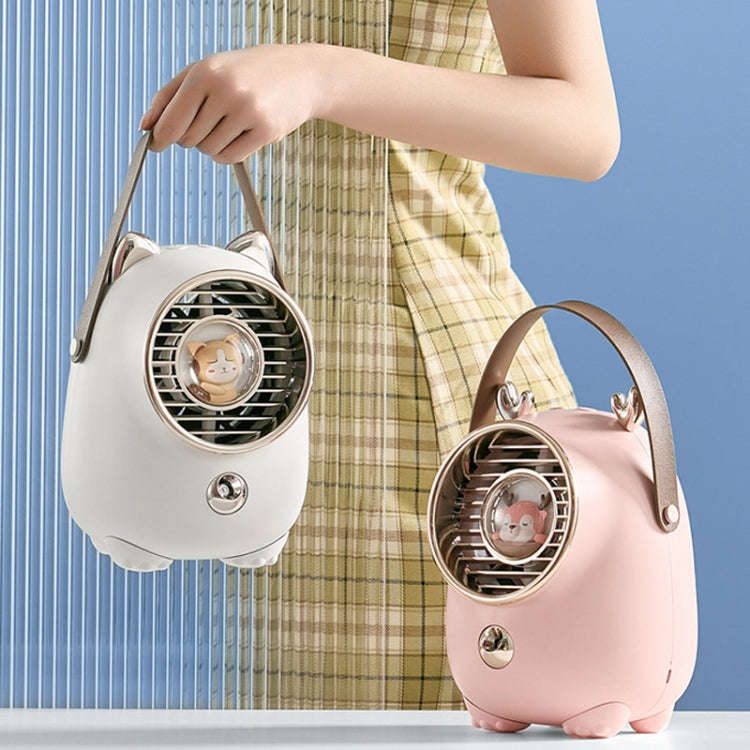 Turbine Water Cold Fan USB Desktop Humidity Spray Small Fan(Elk Pink 2000 mAh)