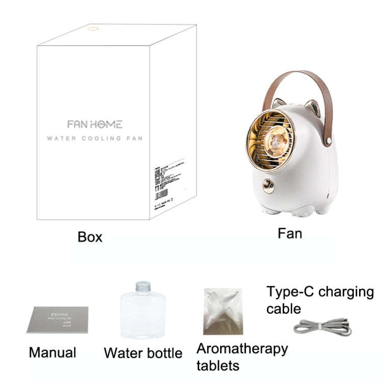 Turbine Water Cold Fan USB Desktop Humidity Spray Small Fan(Tanuka White 2000 mAh)