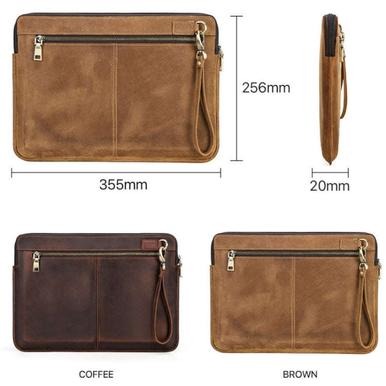 CONTACTS FAMILY Leather Laptop Sleeve For Macbook Pro 14.2 Inch(Coffee)
