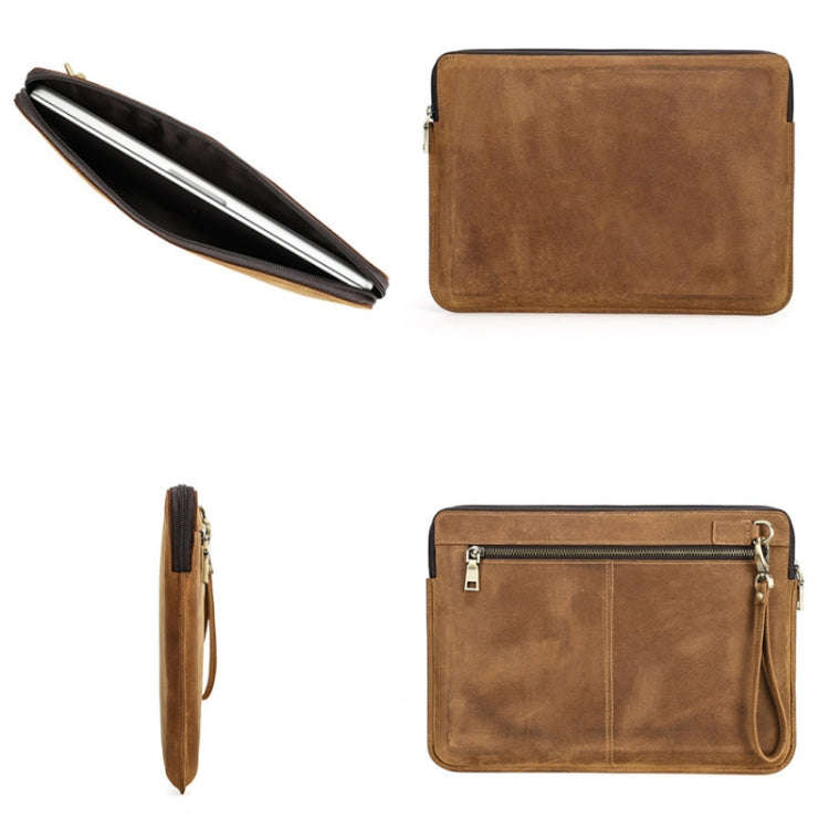 CONTACTS FAMILY Leather Laptop Sleeve For Macbook Pro 14.2 Inch(Coffee)