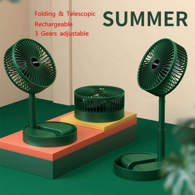 Portable Folding Fan  Retractable Floor Standing Fan,Style: Rechargeable (White)