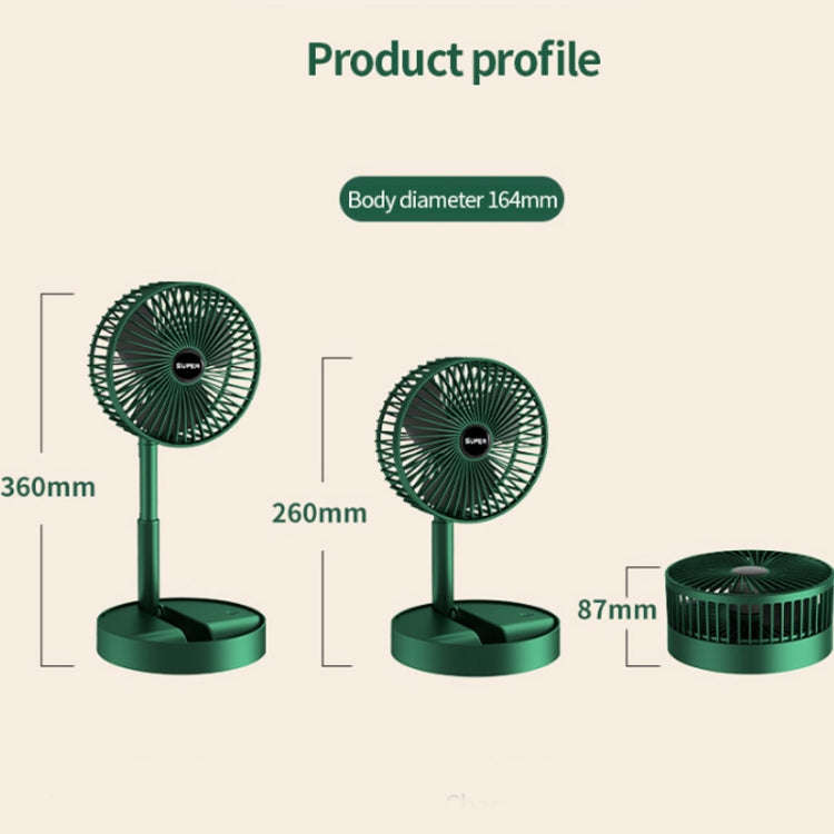 Portable Folding Fan  Retractable Floor Standing Fan,Style: Rechargeable (White)
