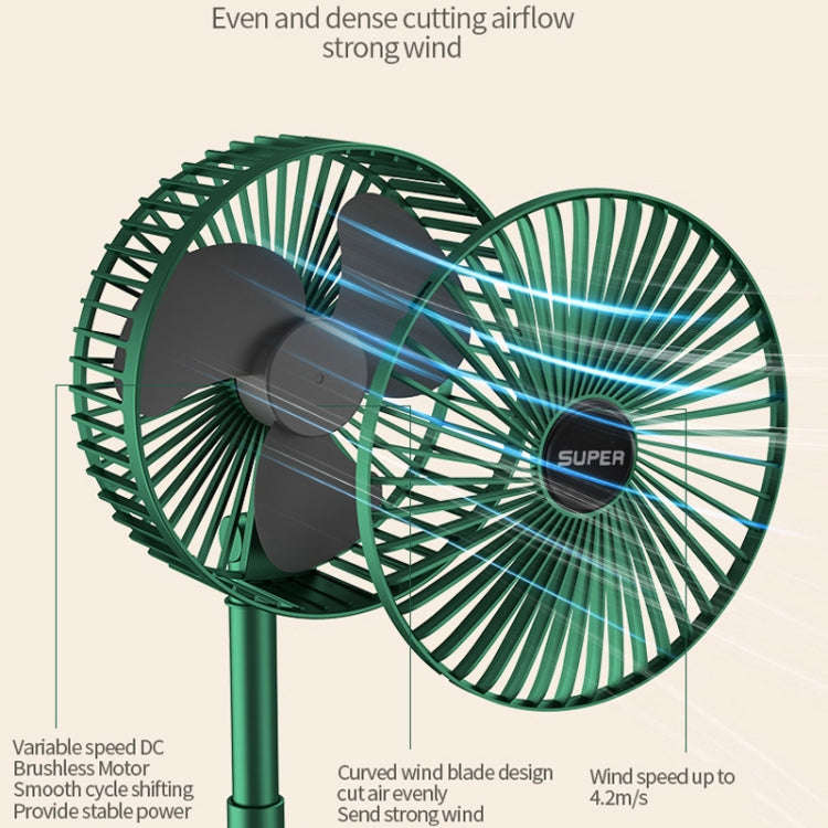 Portable Folding Fan  Retractable Floor Standing Fan,Style: Rechargeable (White)