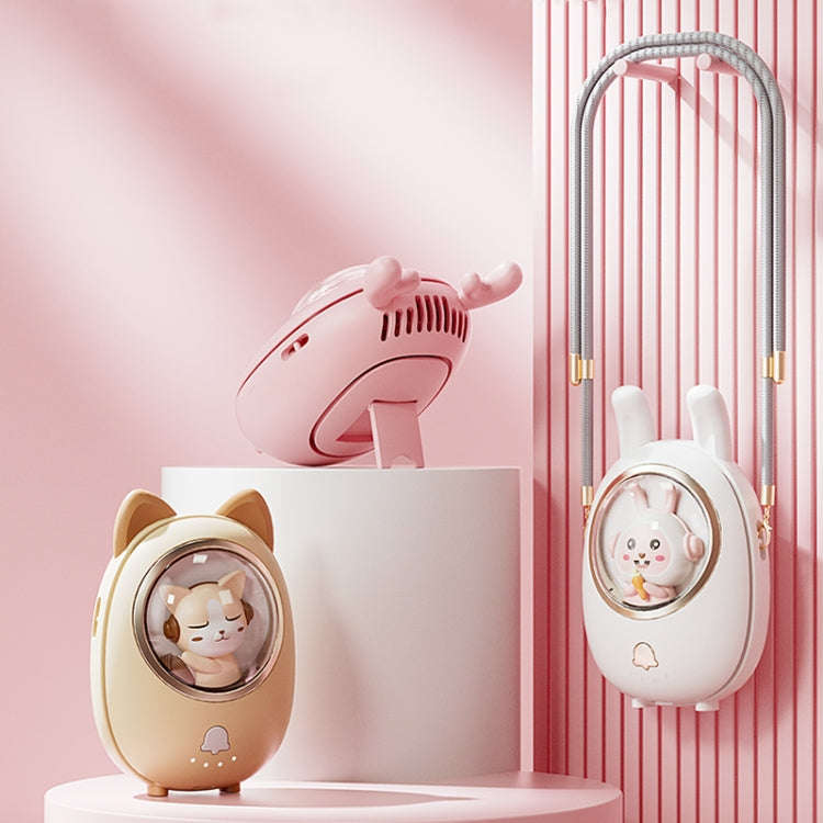 Children Hanging Neck Fan USB Handheld Light Glowing Mini Portable Fan(Pink)