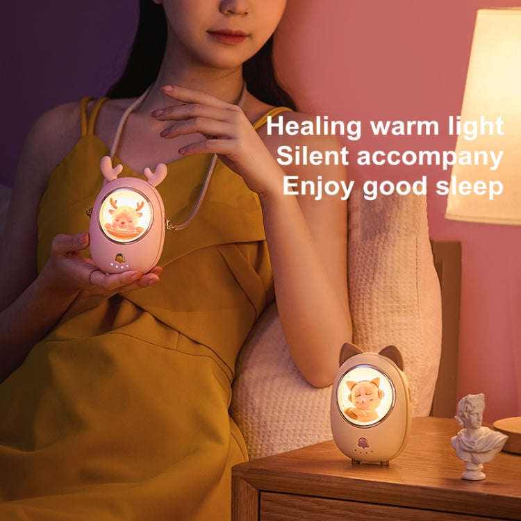 Children Hanging Neck Fan USB Handheld Light Glowing Mini Portable Fan(Yellow)