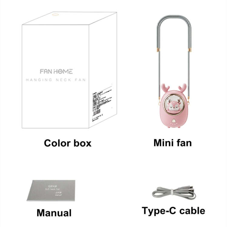 Children Hanging Neck Fan USB Handheld Light Glowing Mini Portable Fan(Yellow)