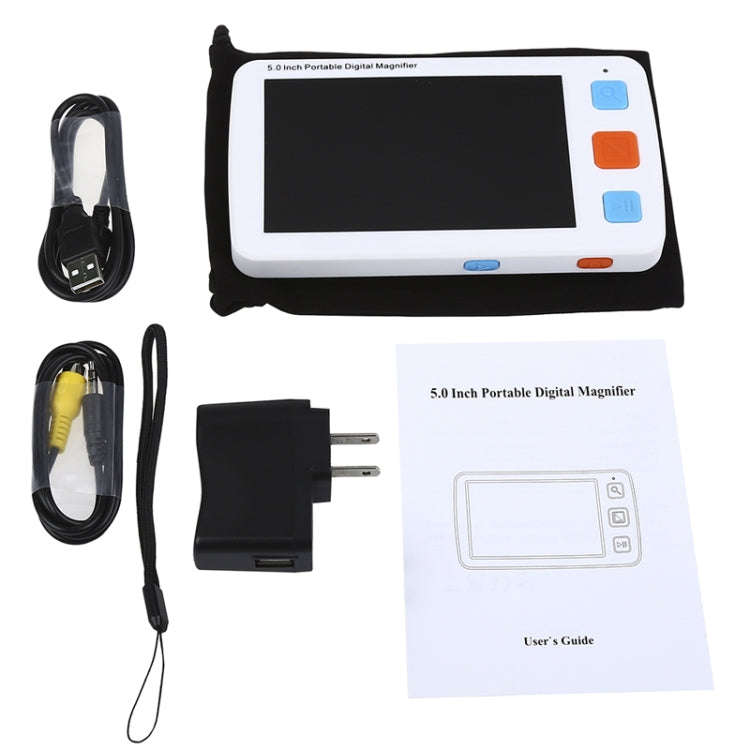 5.0 inch Portable HD Electronic Vision Aid Low Vision Magnifying Glass Reader, US Plug(White)