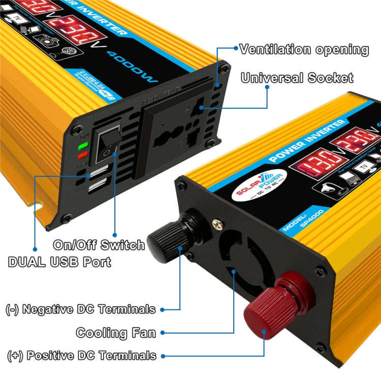 Solar Power System Inverter 30A Controller+18W 12V Solar Panel, Specification: Yellow 12V To 220V