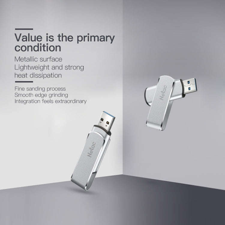 Netac U388 High Speed USB3.0 Metal Rotating Car Computer U Disk, Capacity: 128GB