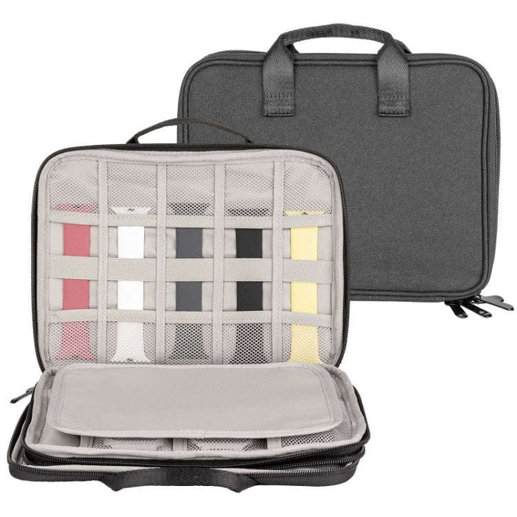 Portable Double-Layer Strap Storage Bag Data Cable Organizer Bag(Black)