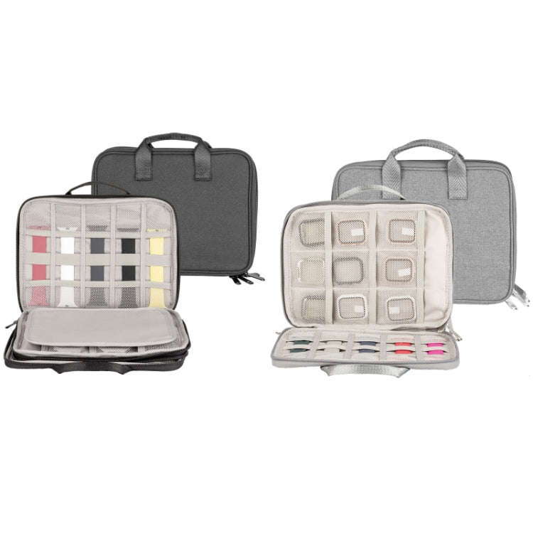 Portable Double-Layer Strap Storage Bag Data Cable Organizer Bag(Black)