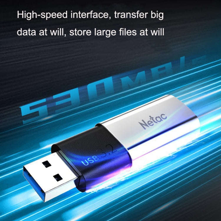 Netac US2 High-Speed Metal Capped Computer Car Mobile Solid State USB Flash Drives, Capacity: 256GB