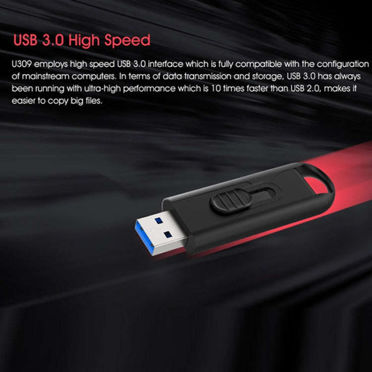 Netac U309 High Speed USB3.0 Push-Pull Encrypted USB Flash Drive, Capacity: 128GB