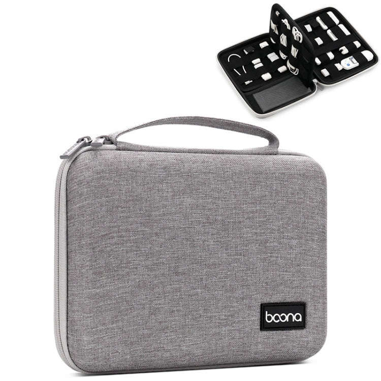 Baona BN-F018 Multifunctional Double Layer EVA Hard Shell U Disk Data Cable Storage Bag(Grey)