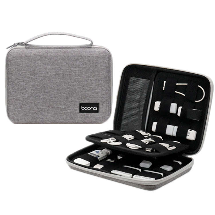Baona BN-F018 Multifunctional Double Layer EVA Hard Shell U Disk Data Cable Storage Bag(Black)