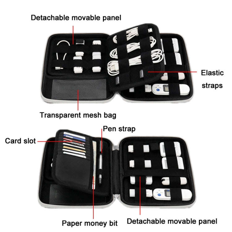 Baona BN-F018 Multifunctional Double Layer EVA Hard Shell U Disk Data Cable Storage Bag(Black)