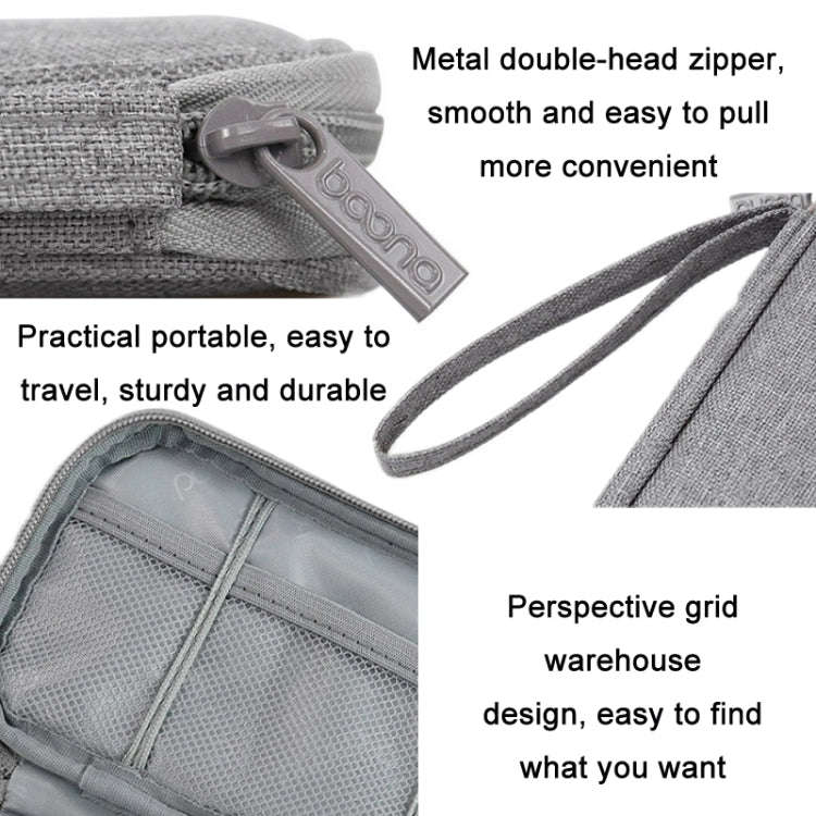 Baona BN-C004 Mini U Disk Headphone Data Cable Storage Bag, Color: Single Layer (Gray)