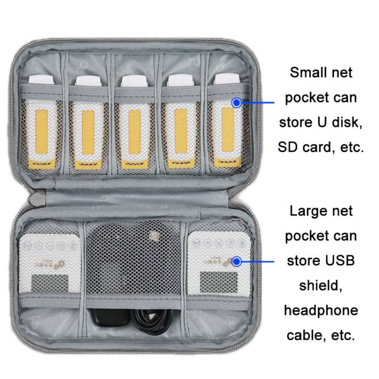 Baona BN-C004 Mini U Disk Headphone Data Cable Storage Bag, Color: Double Layer (Black)