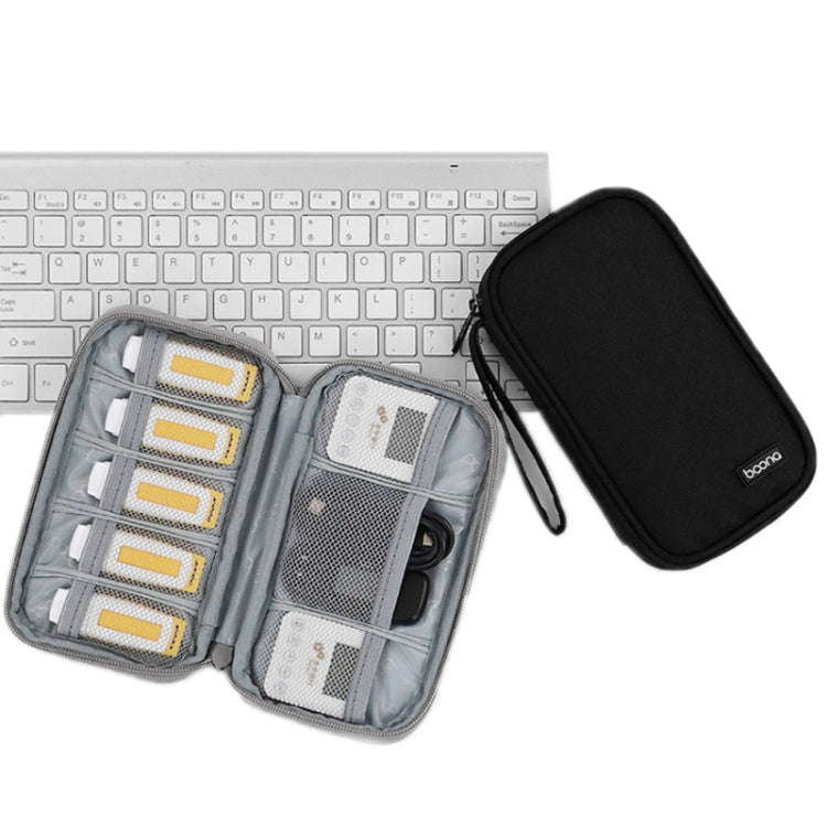 Baona BN-C004 Mini U Disk Headphone Data Cable Storage Bag, Color: Double Layer (Black)