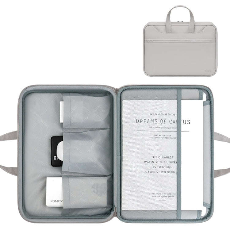 Baona BN-Q006 PU Leather Full Opening Laptop Handbag For 13/13.3 inches(Gray Thicken)
