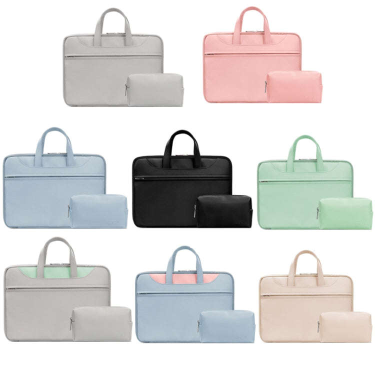 Baona BN-Q006 PU Leather Full Opening Laptop Handbag For 14 inches(Sky Blue+Power Bag)