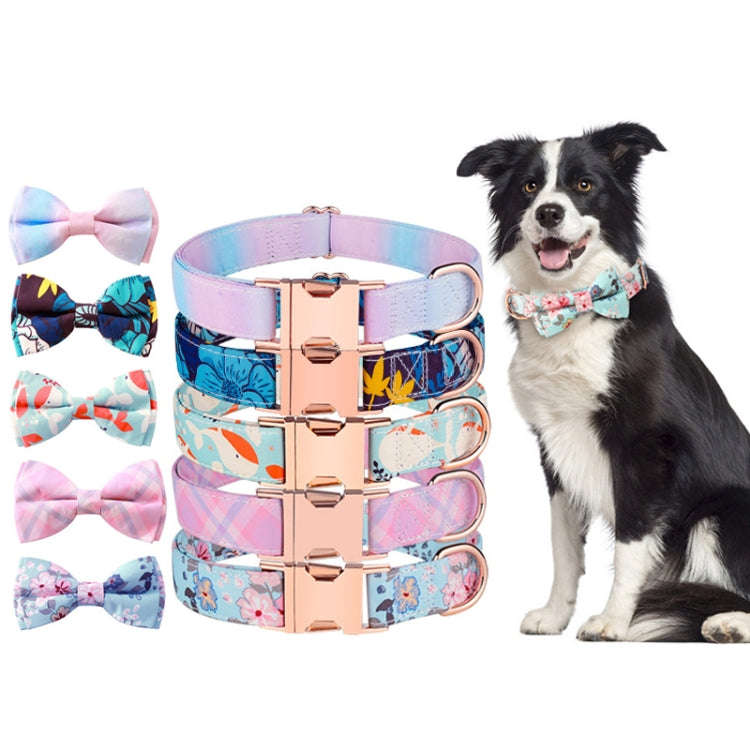 Rose Gold Buckle Pet Detachable Bow Collar, Size: M 2.0x33-50cm(Fantasy Gradient)