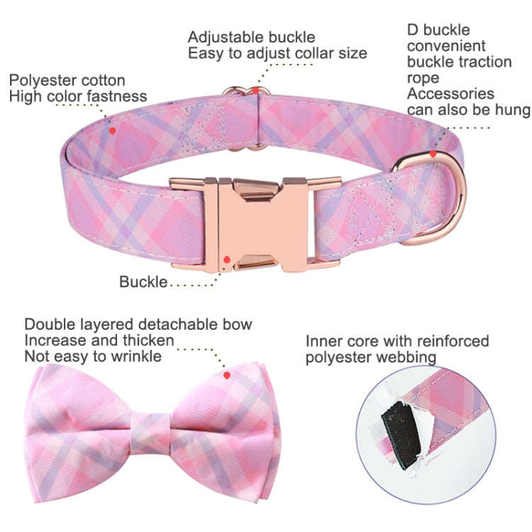 Rose Gold Buckle Pet Detachable Bow Collar, Size: M 2.0x33-50cm(Fantasy Gradient)
