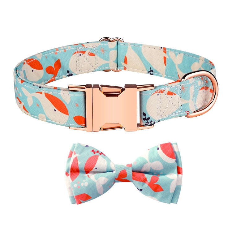 Rose Gold Buckle Pet Detachable Bow Collar, Size: M 2.0x33-50cm(Orange Whale Love)