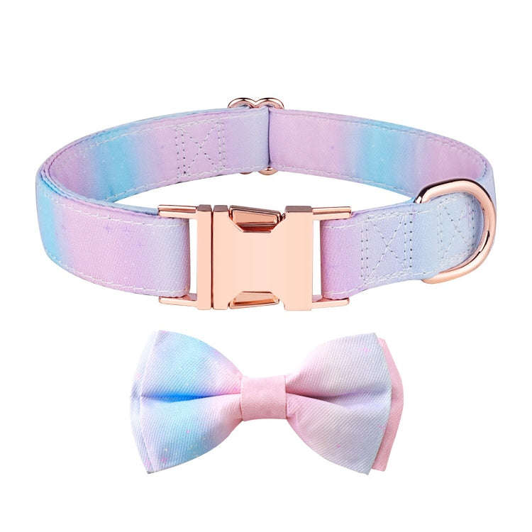 Rose Gold Buckle Pet Detachable Bow Collar, Size: M 2.0x33-50cm(Fantasy Gradient)