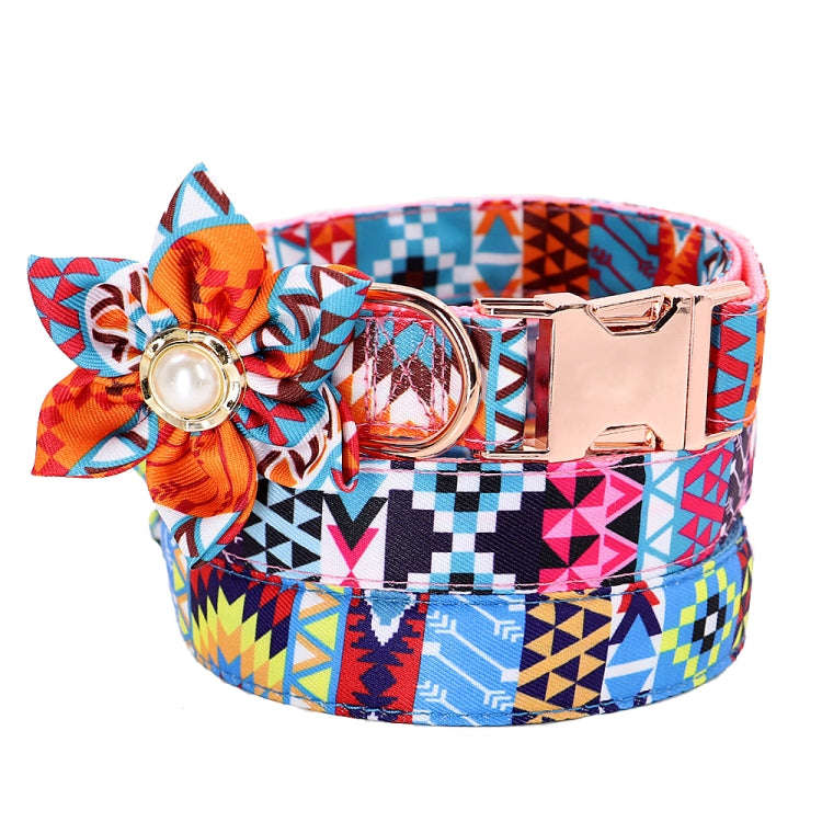 Pet Flower Adjustable Collar Metal Buckle Can be Engraved Dog Collar, Size: XS 1.5x30cm(Orange)