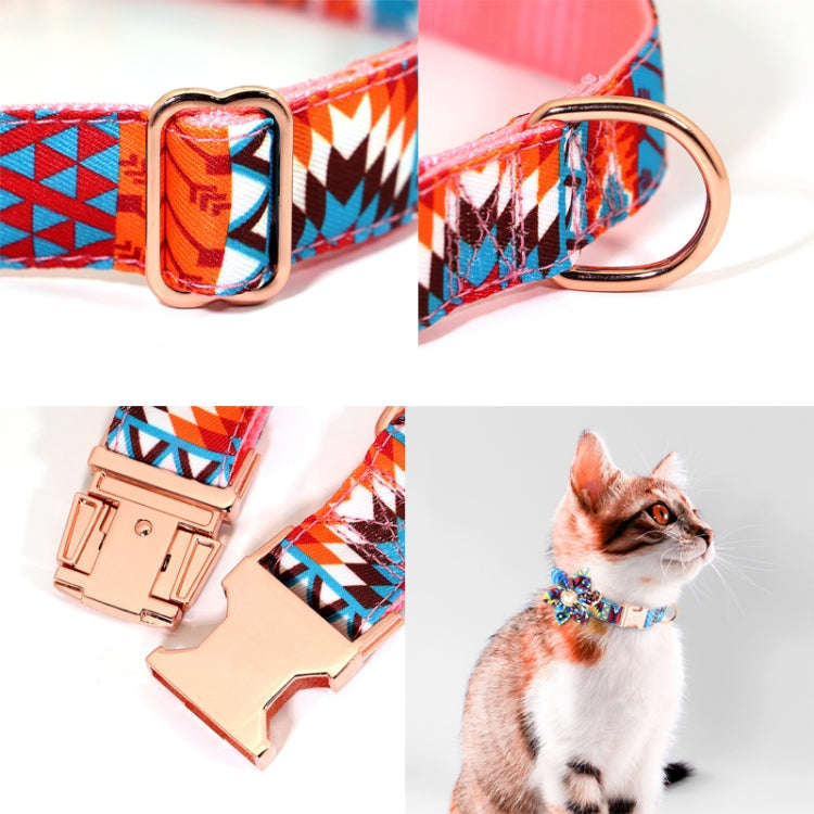 Pet Flower Adjustable Collar Metal Buckle Can be Engraved Dog Collar, Size: XS 1.5x30cm(Orange)