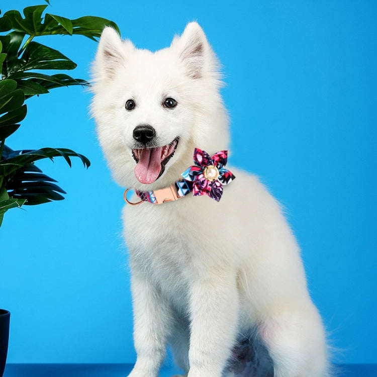 Pet Flower Adjustable Collar Metal Buckle Can be Engraved Dog Collar, Size: XS 1.5x30cm(Orange)