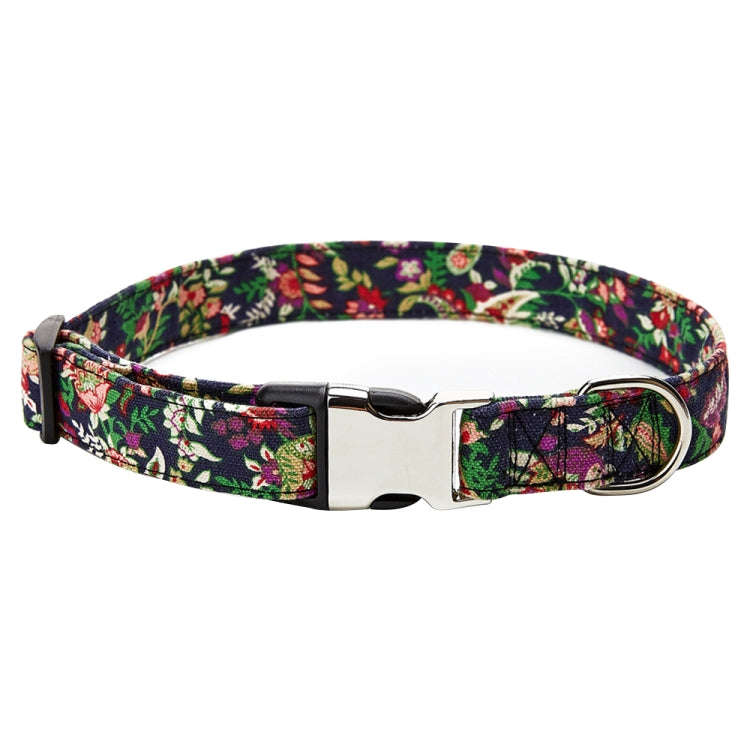 Ethnic Bohemian Floral Half Metal Buckle Dog Collar, Size: S 1.5x40cm(Floral)