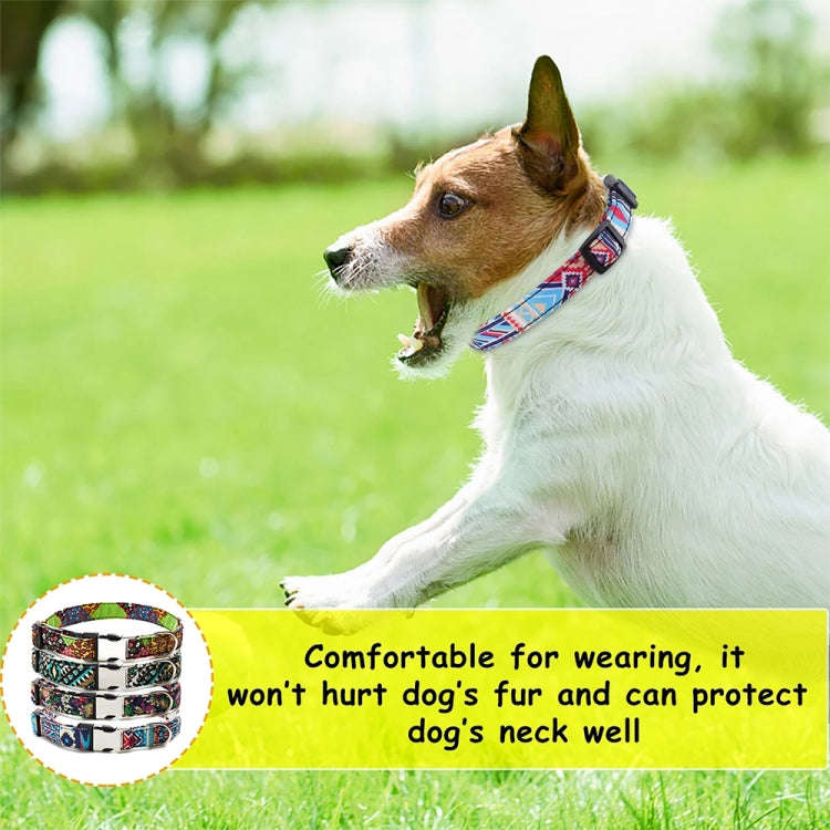 Ethnic Bohemian Floral Half Metal Buckle Dog Collar, Size: L 2.5x60cm(Ethnic Strap)