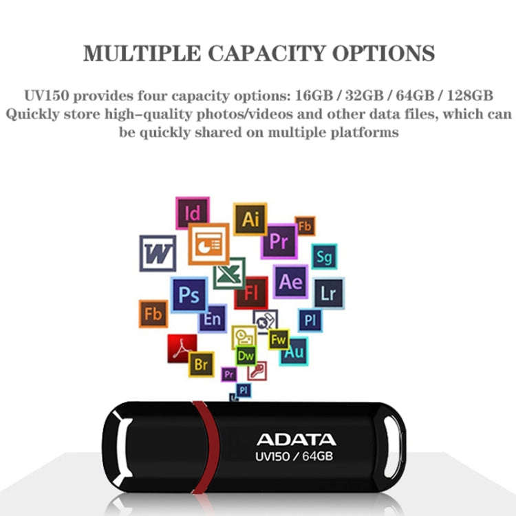 ADATA UV150 High Speed USB3.1 Business USB Flash Drive, Capacity: 128GB(Black)