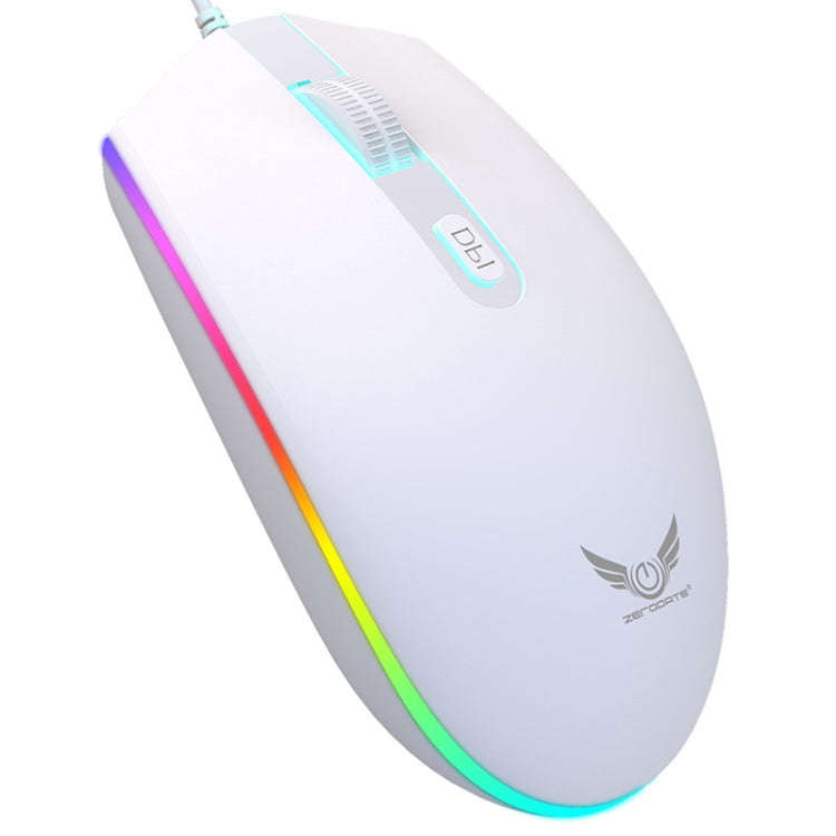 Zerodate V6 4 Keys 1600DPI Game Colorful RGB Marquee USB Wired Mouse, Cable Length: 1.35m(White)