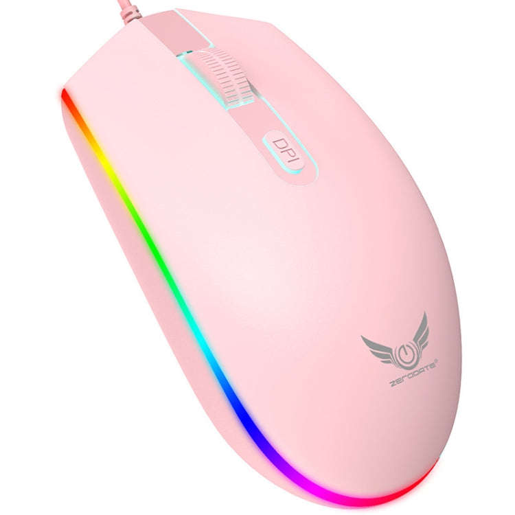 Zerodate V6 4 Keys 1600DPI Game Colorful RGB Marquee USB Wired Mouse, Cable Length: 1.35m(Pink)
