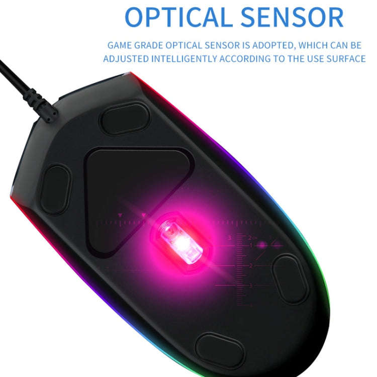 Zerodate V6 4 Keys 1600DPI Game Colorful RGB Marquee USB Wired Mouse, Cable Length: 1.35m(Black)