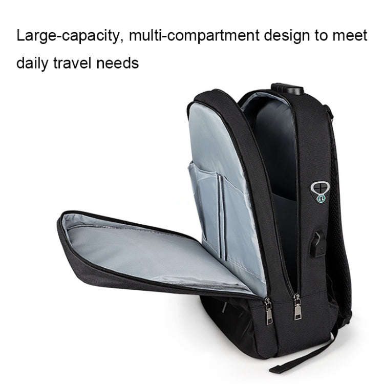 SJ16 Laptop Anti-Theft Backpack, Size: 13 inch-15.6 inch(Mysterious Black)